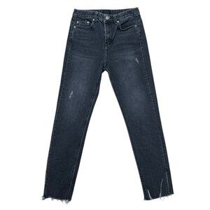 Women’s Second Earth jeans denim black frayed at the hems 2010s